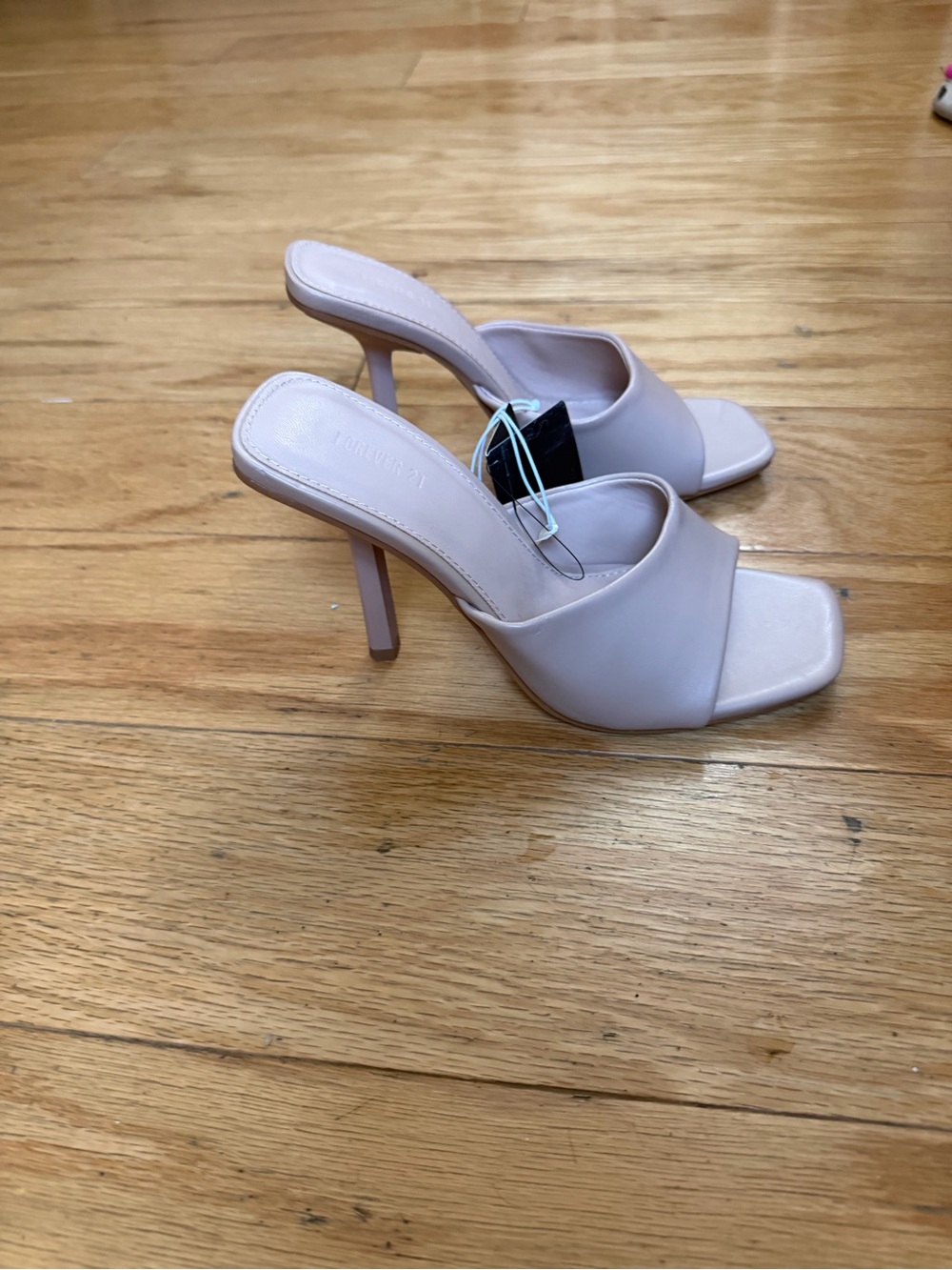 Forever 21 Blush Square-Toe Slide Heeled Mules - Picture 2 of 5
